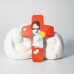이태리 첫영성체 평화의 예수님 십자가-빨강 (걸이용)